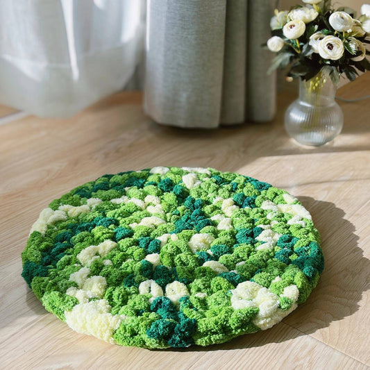Dual-Use Fluffy Pet & Human Round Cushion | Soft Chenille Floor Mat for Dogs/Cats & Living Room (Non-Slip, Washable, Multi-Color)