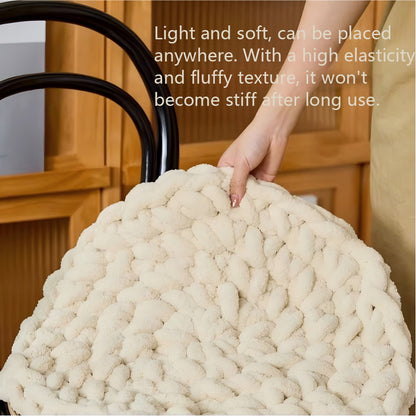Dual-Use Chunky Knit Round Cushion | Pet Bed + Human Floor Pillow | Boho Cozy Decor for Living Room