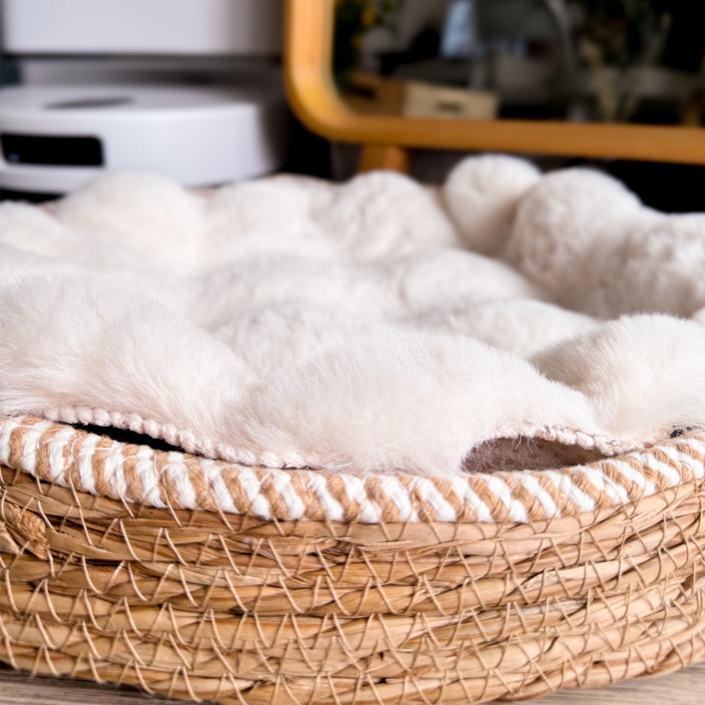 Luxury-style cat house plush round climbing bed sleeping pod, warm mat for cats and dogs, dog floor mat, dog bed pad