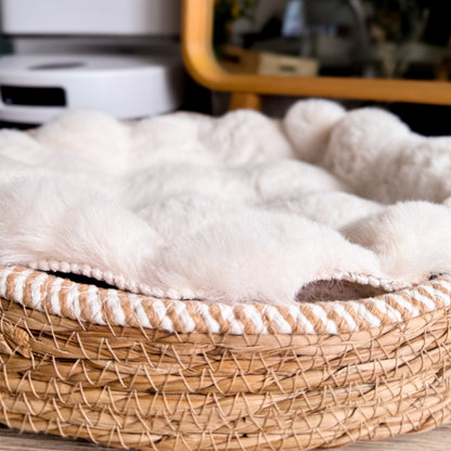 Luxury-style cat house plush round climbing bed sleeping pod, warm mat for cats and dogs, dog floor mat, dog bed pad