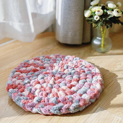 Dual-Use Fluffy Pet & Human Round Cushion | Soft Chenille Floor Mat for Dogs/Cats & Living Room (Non-Slip, Washable, Multi-Color)