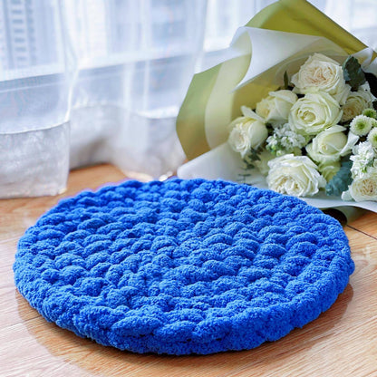 Dual-Use Fluffy Pet & Human Round Cushion | Soft Chenille Floor Mat for Dogs/Cats & Living Room (Non-Slip, Washable, Multi-Color)