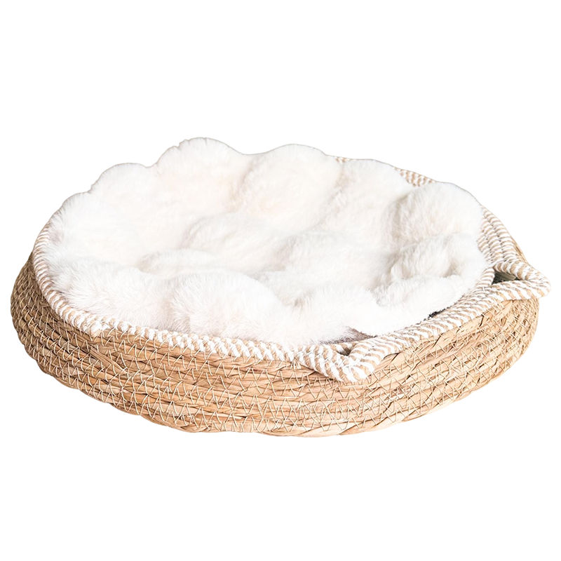 Luxury-style cat house plush round climbing bed sleeping pod, warm mat for cats and dogs, dog floor mat, dog bed pad