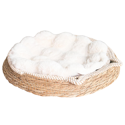Luxury-style cat house plush round climbing bed sleeping pod, warm mat for cats and dogs, dog floor mat, dog bed pad