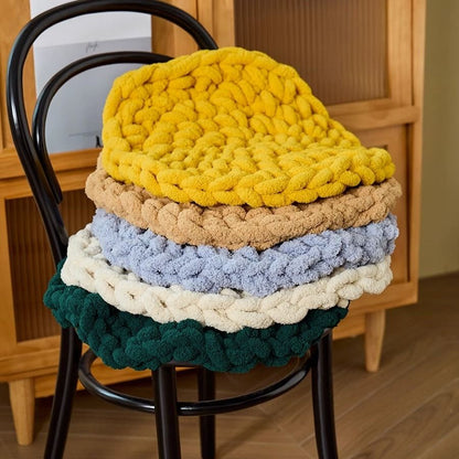 Dual-Use Chunky Knit Round Cushion | Pet Bed + Human Floor Pillow | Boho Cozy Decor for Living Room