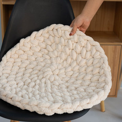Dual-Use Chunky Knit Round Cushion | Pet Bed + Human Floor Pillow | Boho Cozy Decor for Living Room