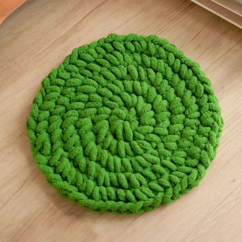 Dual-Use Chunky Knit Round Cushion | Pet Bed + Human Floor Pillow | Boho Cozy Decor for Living Room