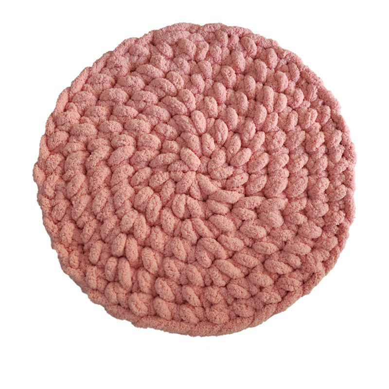 Dual-Use Chunky Knit Round Cushion | Pet Bed + Human Floor Pillow | Boho Cozy Decor for Living Room