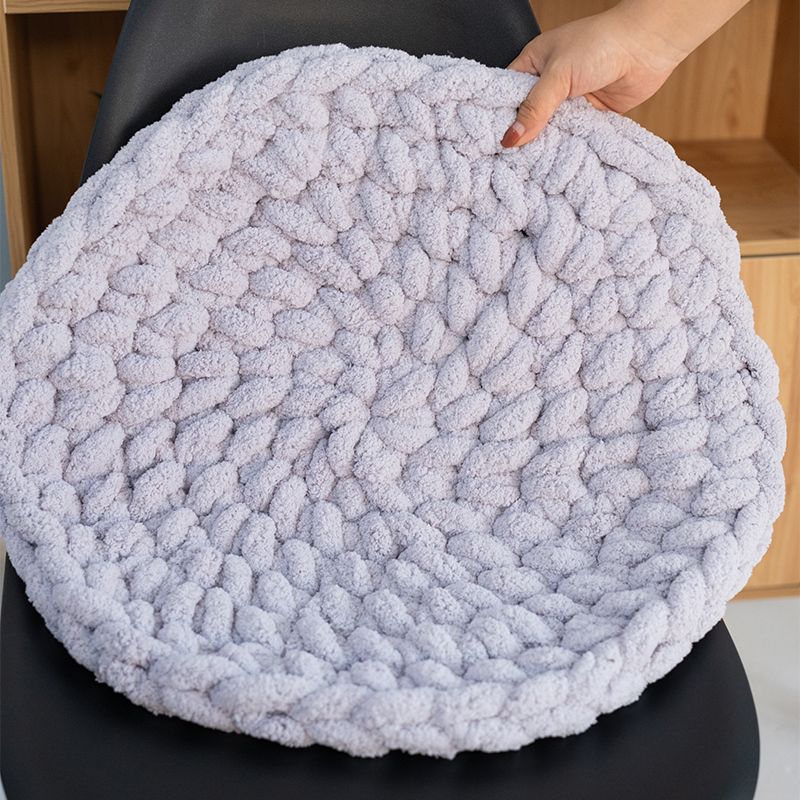 Dual-Use Chunky Knit Round Cushion | Pet Bed + Human Floor Pillow | Boho Cozy Decor for Living Room