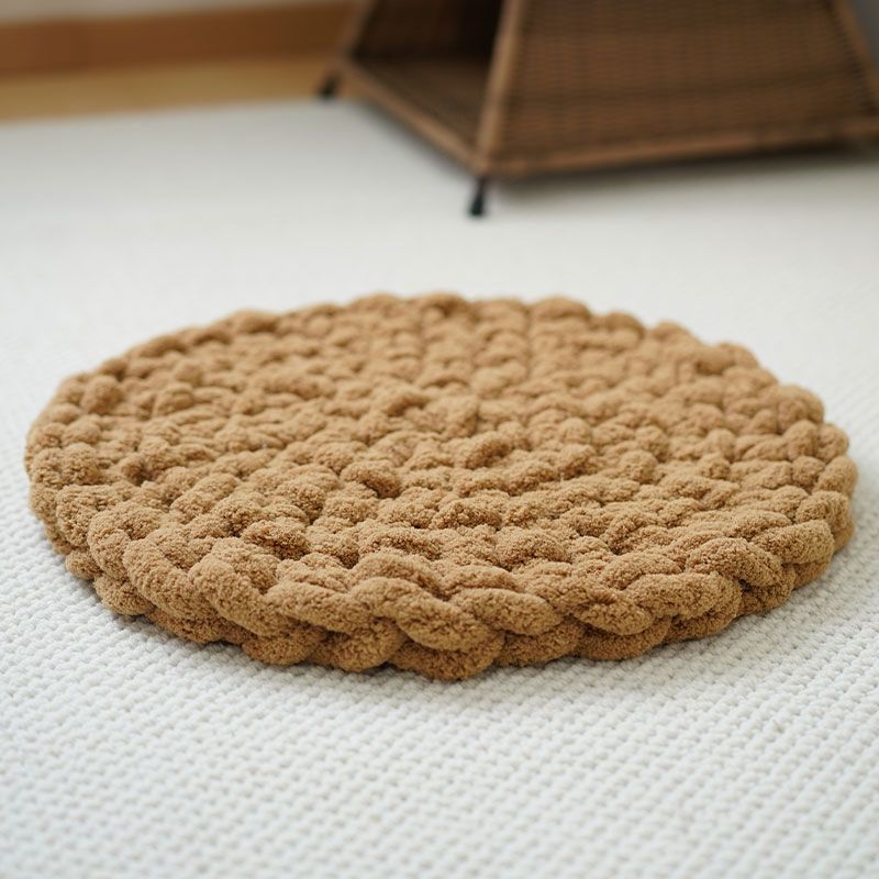 Dual-Use Chunky Knit Round Cushion | Pet Bed + Human Floor Pillow | Boho Cozy Decor for Living Room