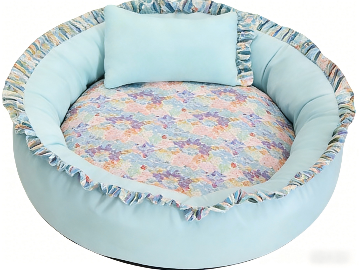 Best-Selling Soft Pet Bed | Cozy Ruffled Nest with Floral Lining (60cm Diameter)